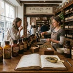 Kratom to Buy in the UK: Legal Alternatives | WhatIsKratom 2 Traditional British herbal apothecary counter in London with organic remedies and botanicals (AI Generated Image)