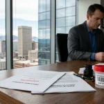 Can Colorado Employers Test for Kratom? | WhatIsKratom 1 Colorado corporate desk with employment agreement and urine specimen test collection cup (AI Generated Image)