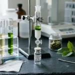 Pharmacology research glassware testing kratom alkaloids (AI Generated Image)